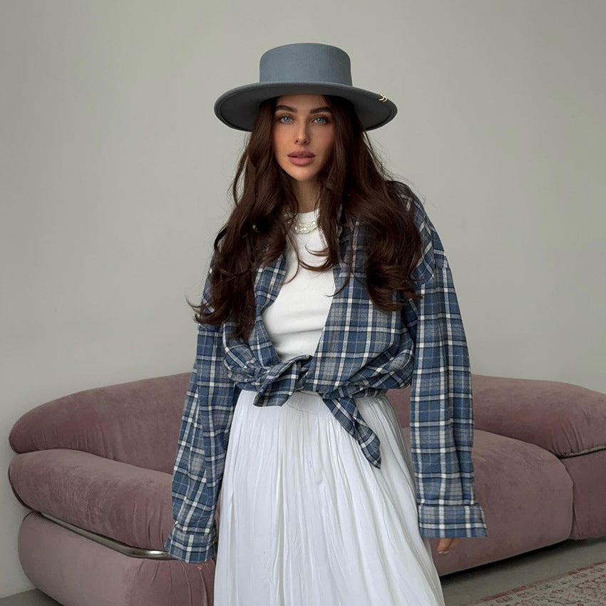 Kvinnor avslappnad oversized flanellskjorta jacka Mirla-Eva Jonsson