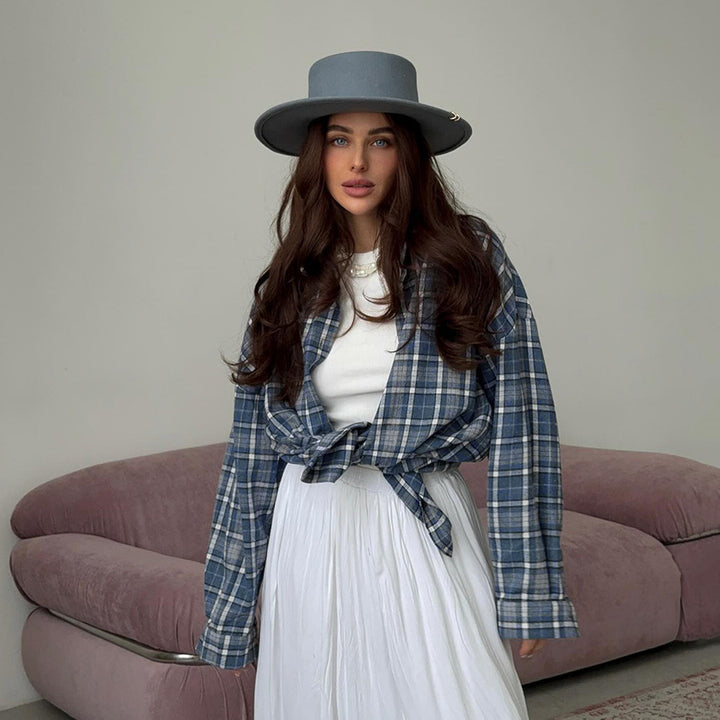 Kvinnor avslappnad oversized flanellskjorta jacka Mirla-Eva Jonsson