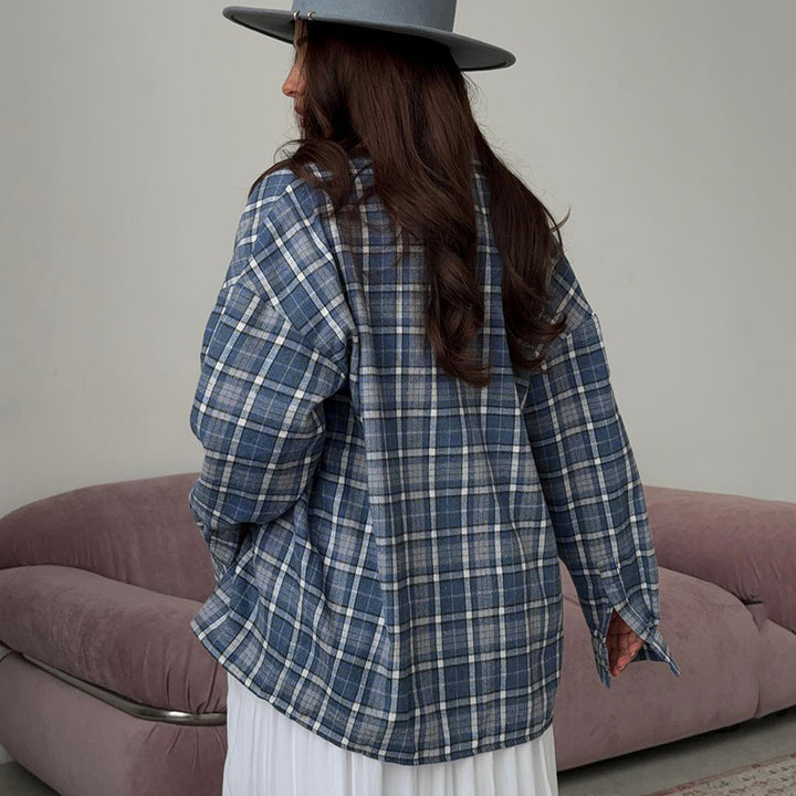 Kvinnor avslappnad oversized flanellskjorta jacka Mirla-Eva Jonsson