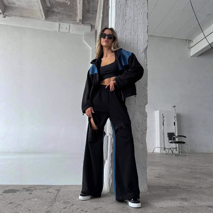 Kvinnor avslappnad sportig set med vida byxor och rad av speciella detaljer Eva Jonsson-Eva Jonsson