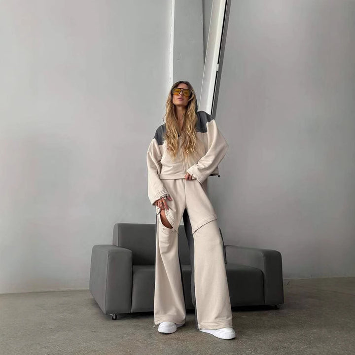 Kvinnor avslappnad sportig set med vida byxor och rad av speciella detaljer Eva Jonsson-Eva Jonsson