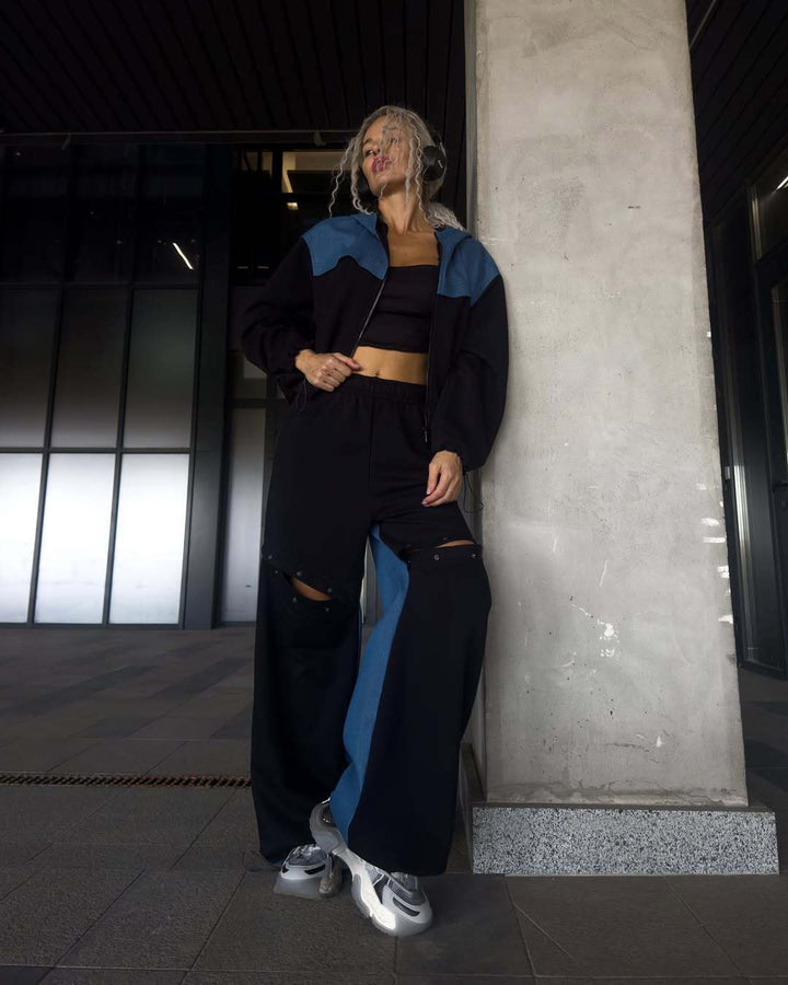 Kvinnor avslappnad sportig set med vida byxor och rad av speciella detaljer Eva Jonsson-Eva Jonsson