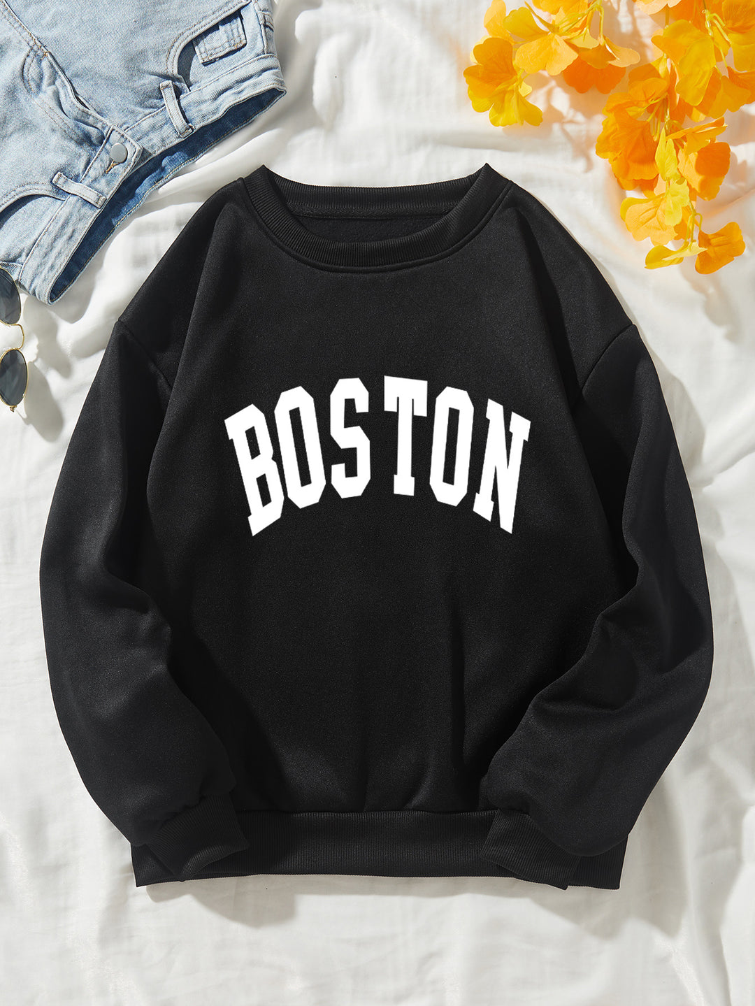 Kvinnor avslappnad sweatshirt med Boston tryck Mirla-Eva Jonsson