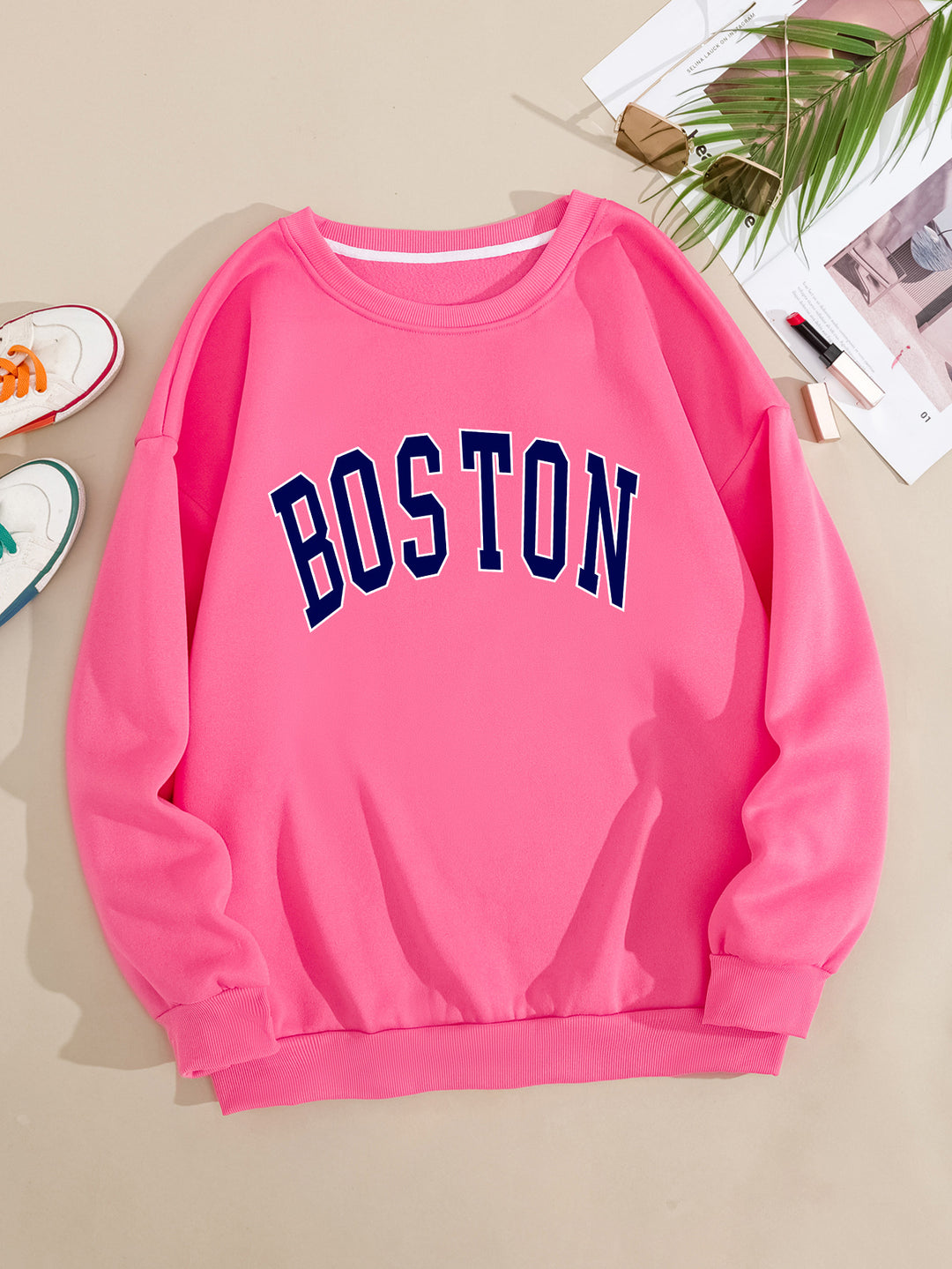 Kvinnor avslappnad sweatshirt med Boston tryck Mirla-Eva Jonsson