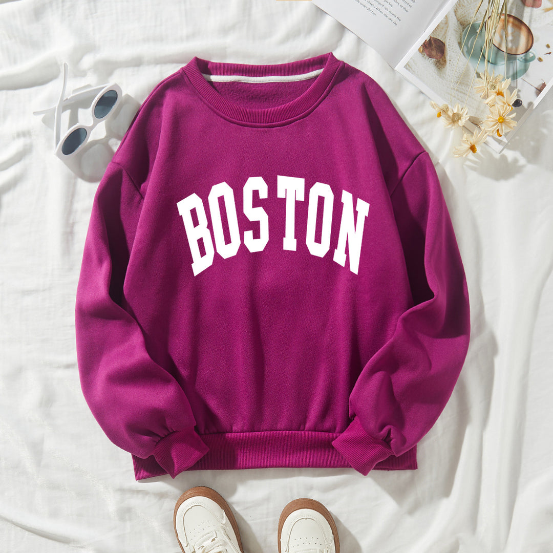 Kvinnor avslappnad sweatshirt med Boston tryck Mirla-Eva Jonsson