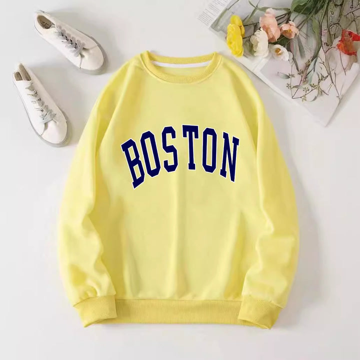 Kvinnor avslappnad sweatshirt med Boston tryck Mirla-Eva Jonsson