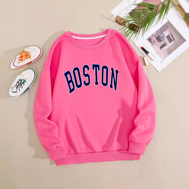 Kvinnor avslappnad sweatshirt med Boston tryck Mirla-Eva Jonsson