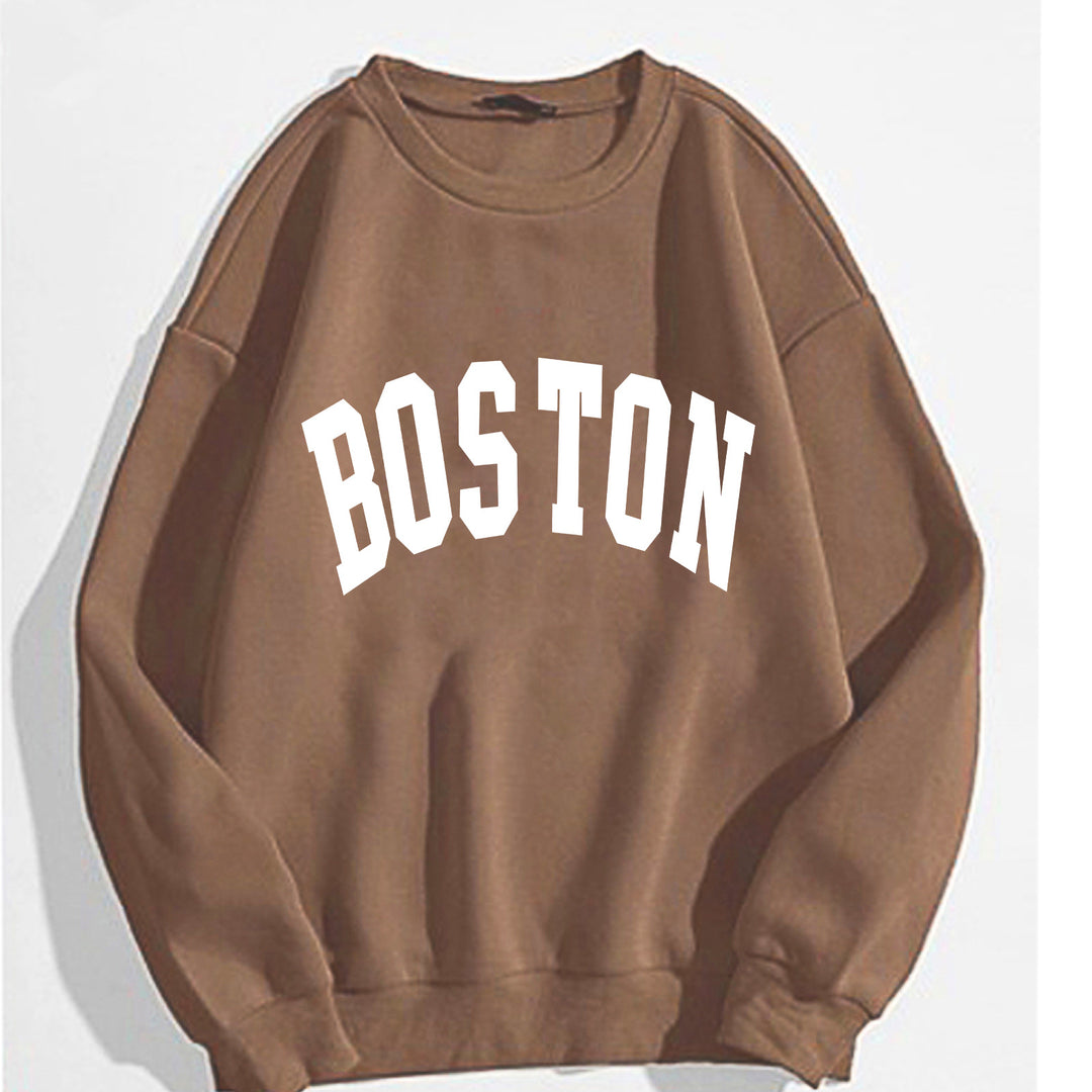 Kvinnor avslappnad sweatshirt med Boston tryck Mirla-Eva Jonsson