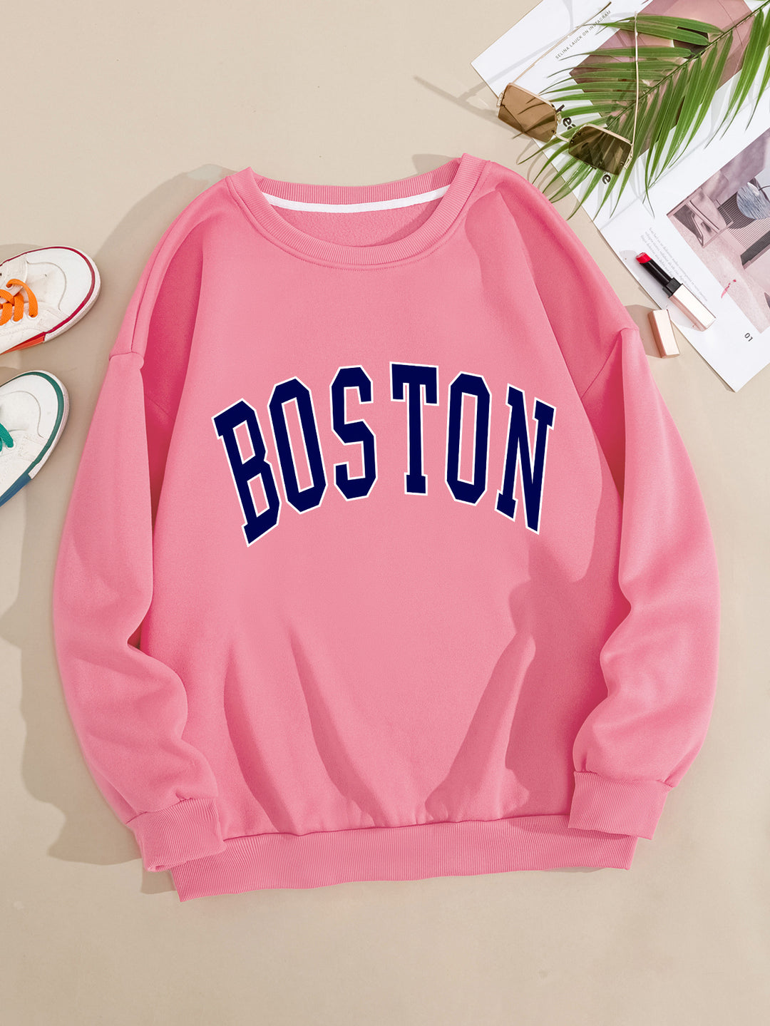 Kvinnor avslappnad sweatshirt med Boston tryck Mirla-Eva Jonsson