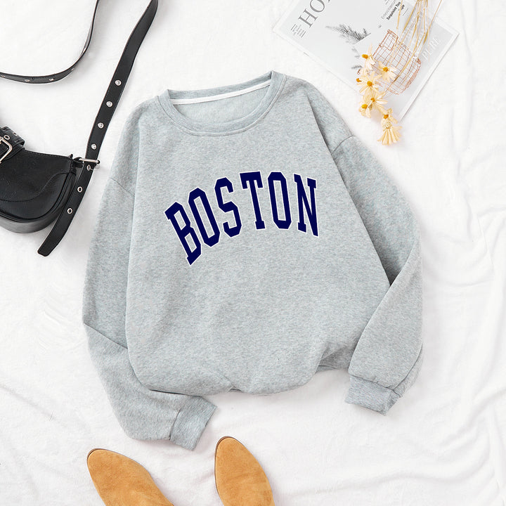 Kvinnor avslappnad sweatshirt med Boston tryck Mirla-Eva Jonsson