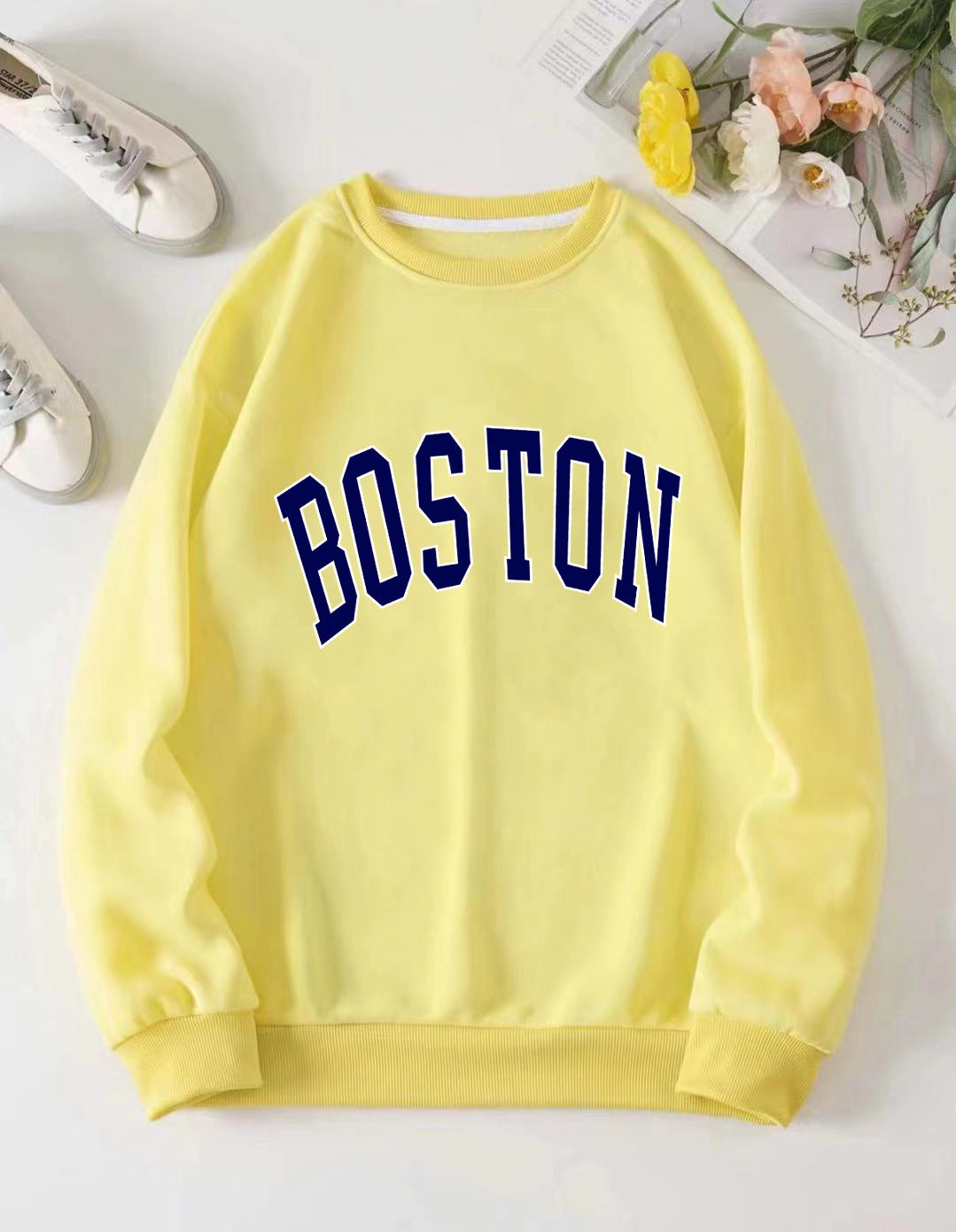 Kvinnor avslappnad sweatshirt med Boston tryck Mirla-Eva Jonsson