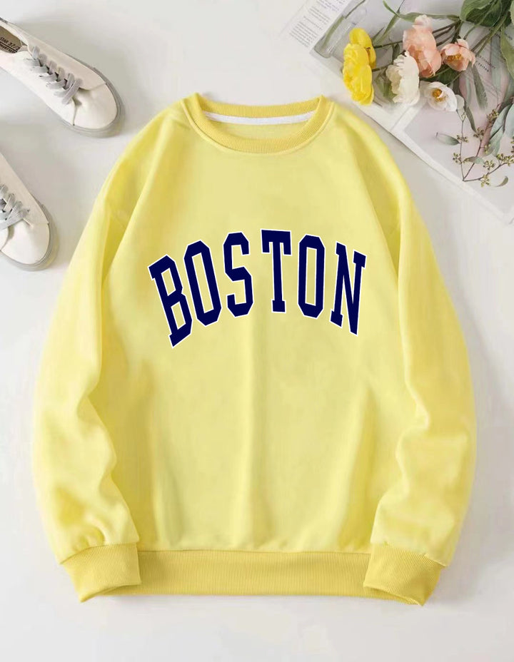 Kvinnor avslappnad sweatshirt med Boston tryck Mirla-Eva Jonsson