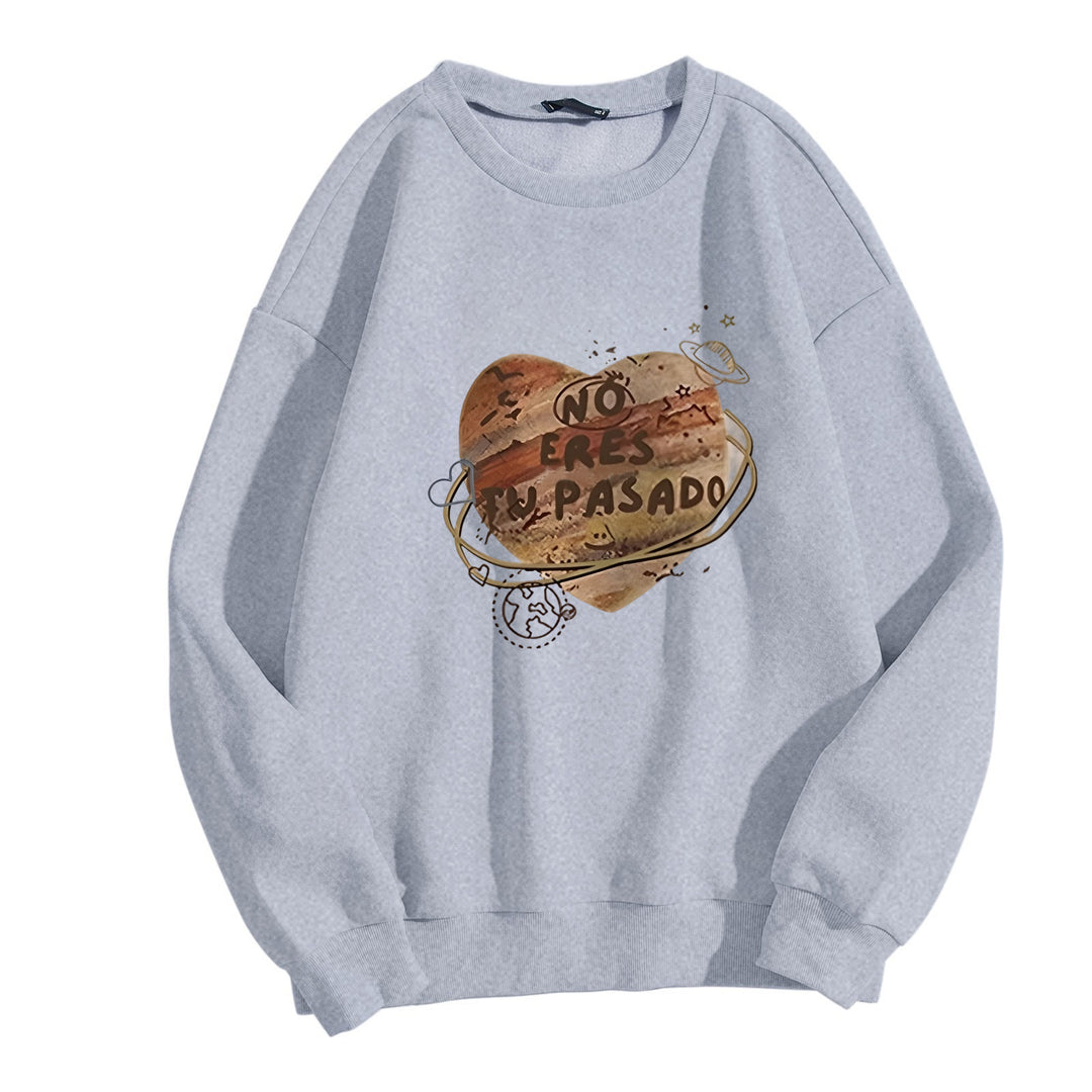 Kvinnor avslappnad sweatshirt med kreativt hjärt-design Mirla-Eva Jonsson