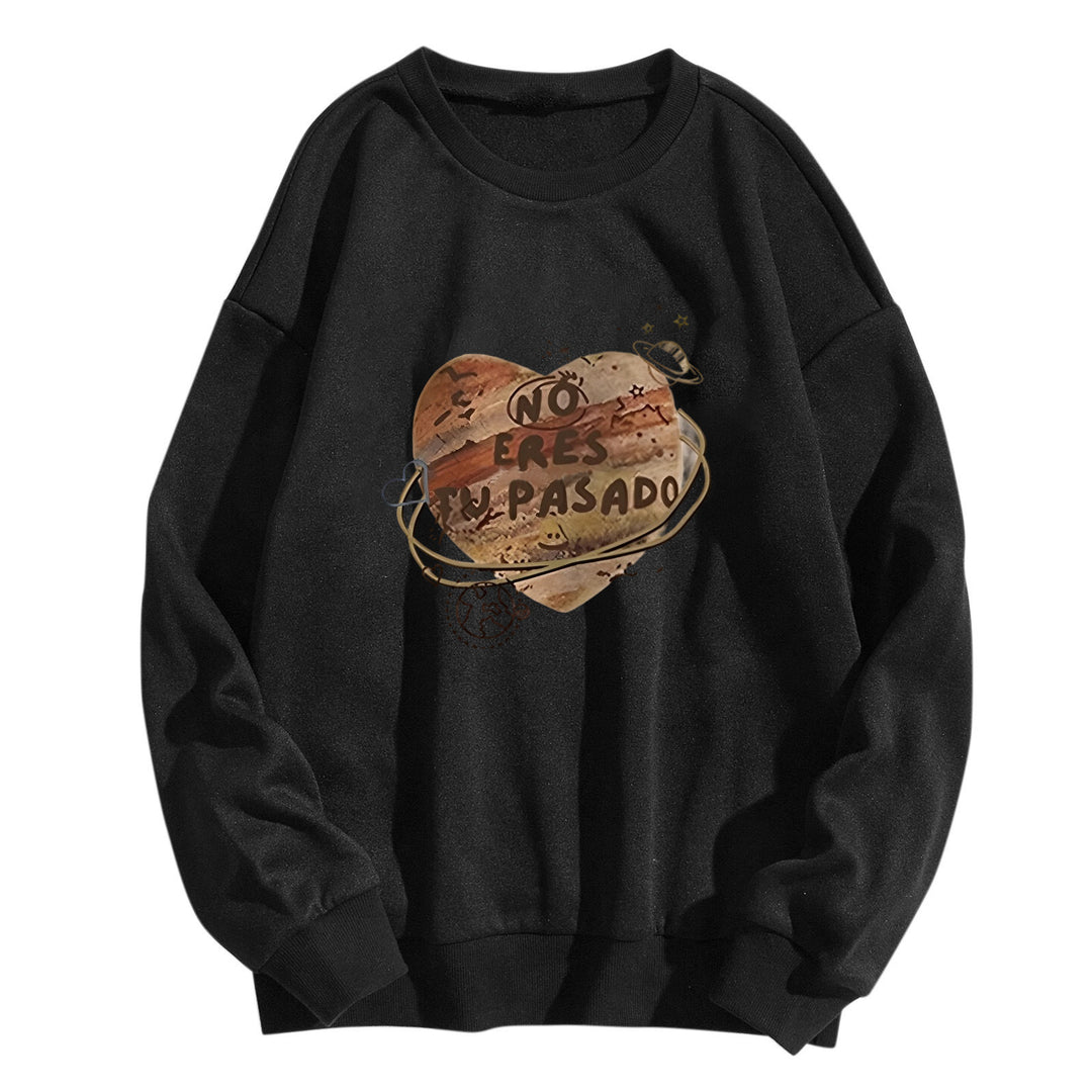 Kvinnor avslappnad sweatshirt med kreativt hjärt-design Mirla-Eva Jonsson