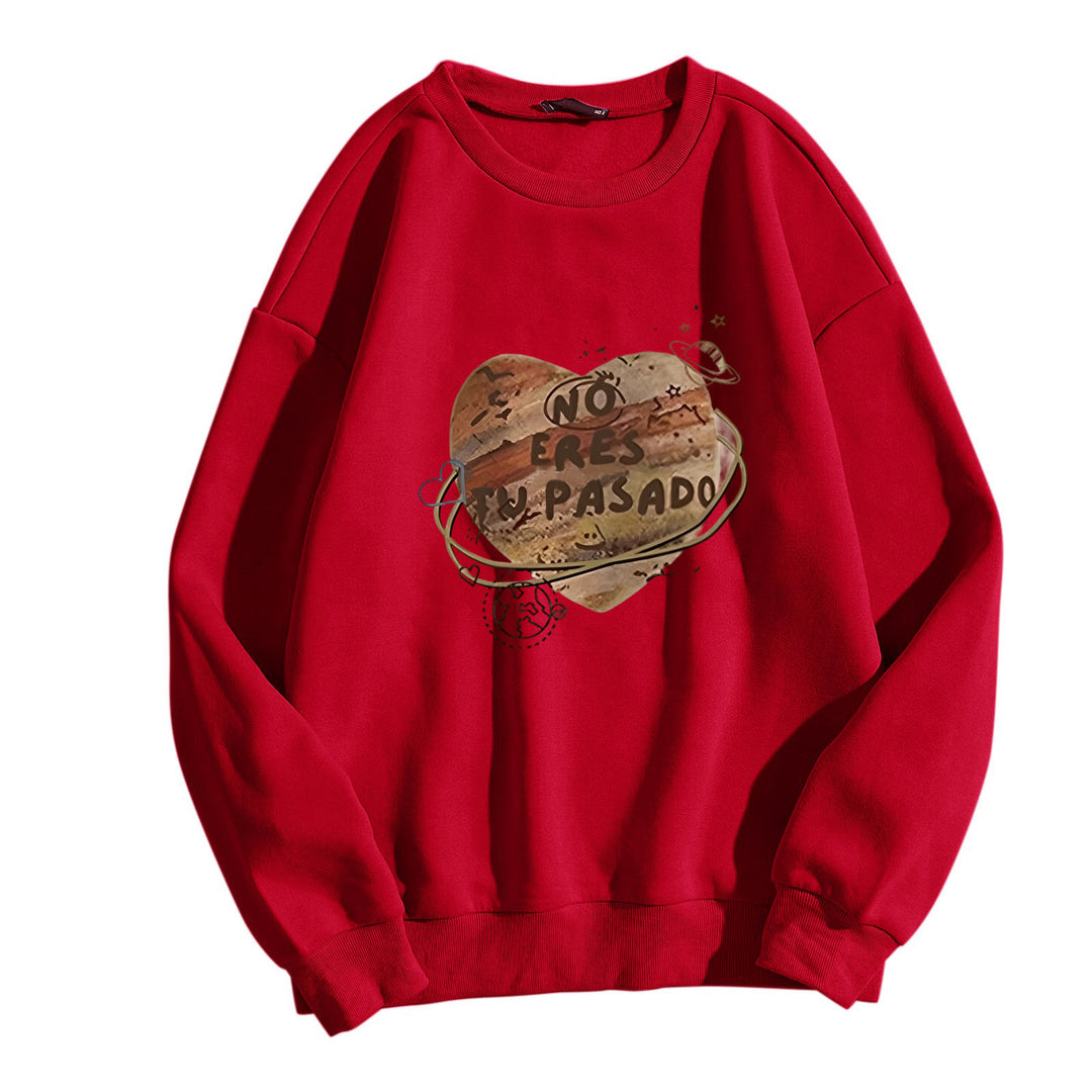 Kvinnor avslappnad sweatshirt med kreativt hjärt-design Mirla-Eva Jonsson