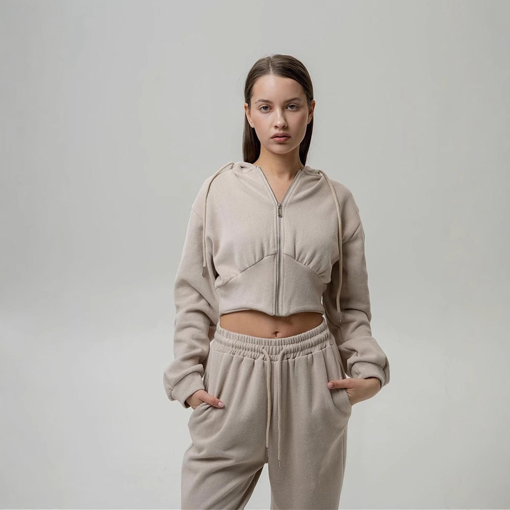 Kvinnor avslappnad sweatshirt och joggingbyxor set med hög krage och lös passform Mirla-Eva Jonsson