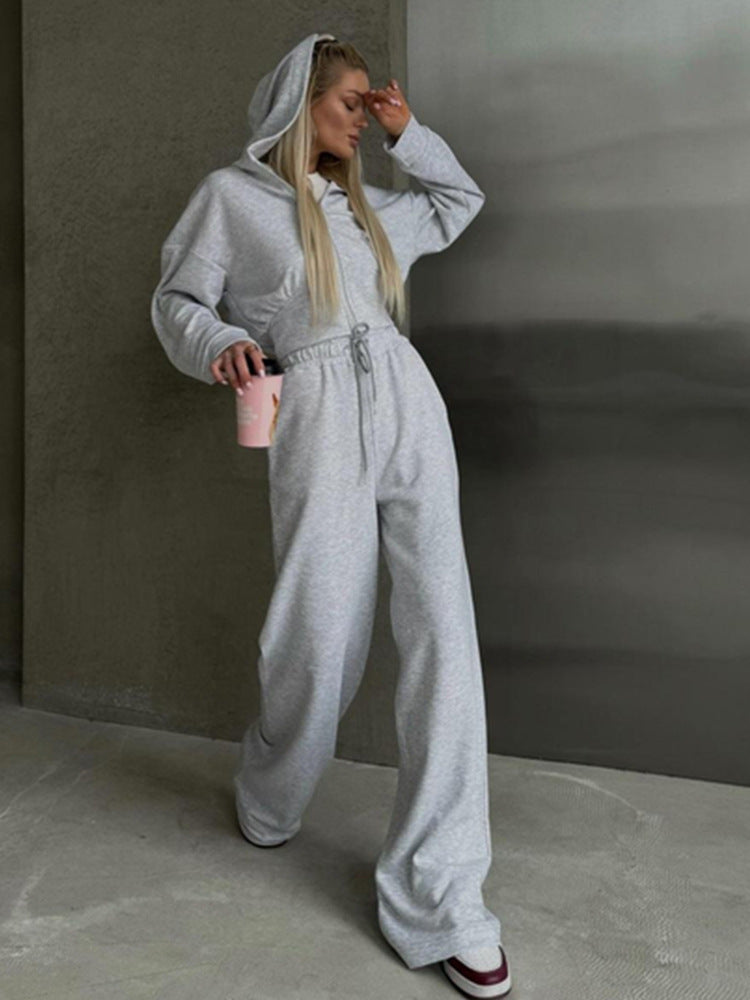 Kvinnor avslappnad sweatshirt och joggingbyxor set med hög krage och lös passform Mirla-Eva Jonsson