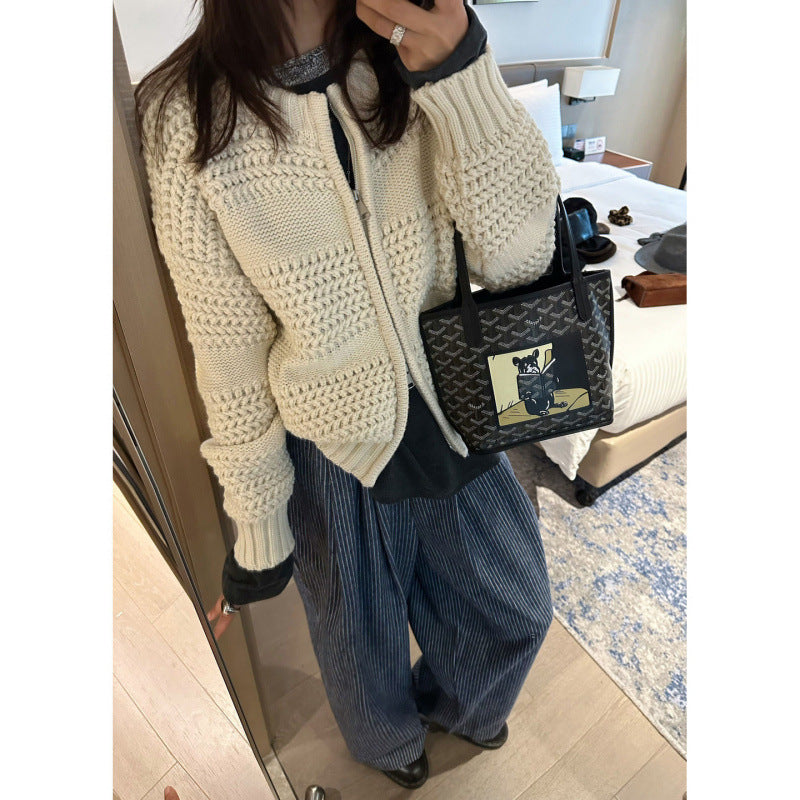 Kvinnor bekväm cardigan med texturerad design Mirla-Eva Jonsson