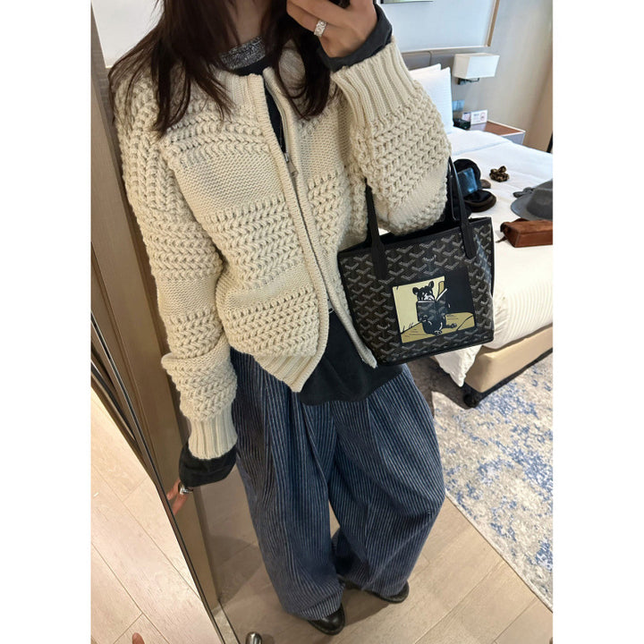 Kvinnor bekväm cardigan med texturerad design Mirla-Eva Jonsson