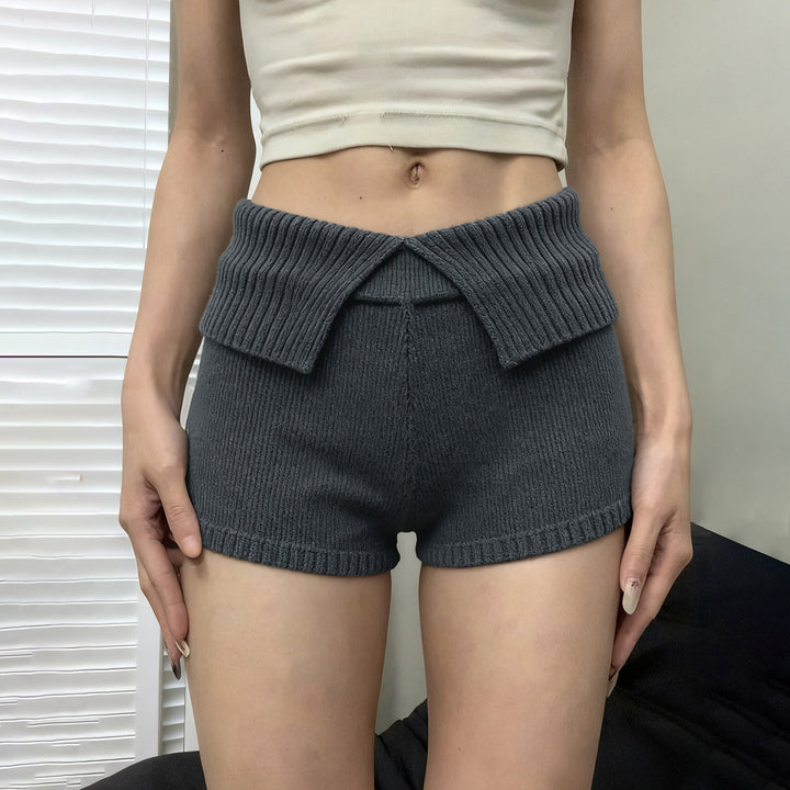 Kvinnor bekväma och eleganta stickade shorts med hög midja Mirla-Eva Jonsson