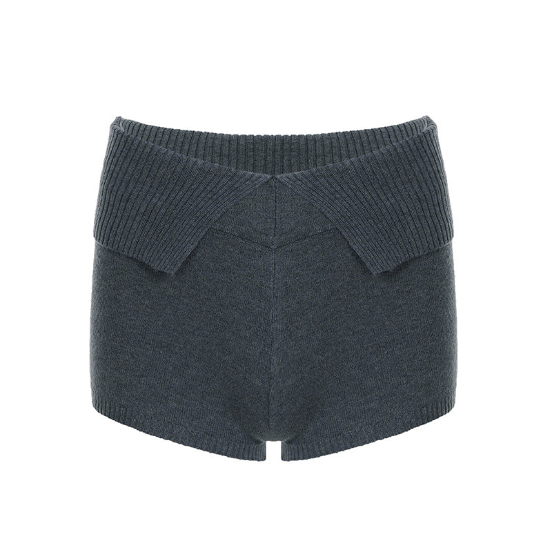 Kvinnor bekväma och eleganta stickade shorts med hög midja Mirla-Eva Jonsson