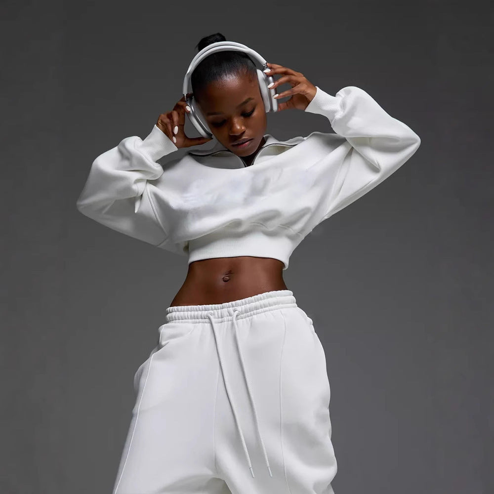 Kvinnor casual crop set med hög krage och vida byxor Mirla-Eva Jonsson