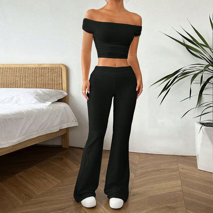 Kvinnor casual crop top och hög midja byxor set Mirla-Eva Jonsson