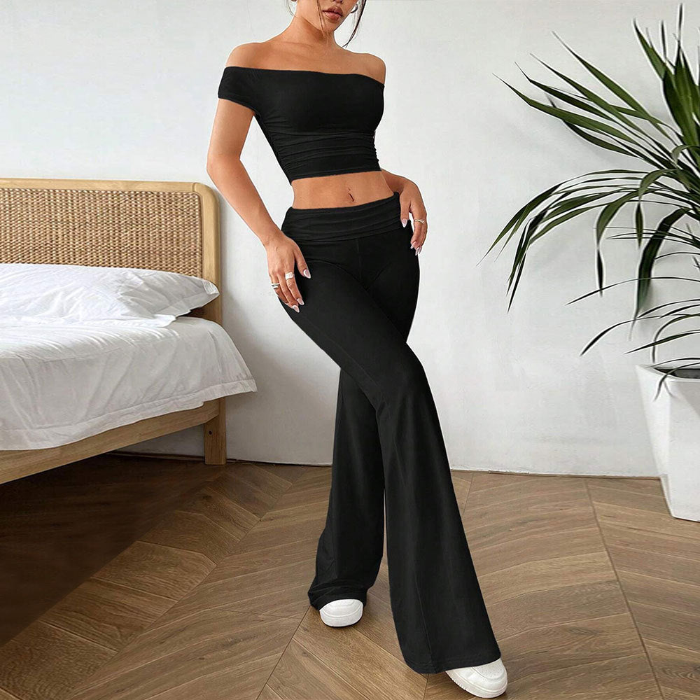 Kvinnor casual crop top och hög midja byxor set Mirla-Eva Jonsson