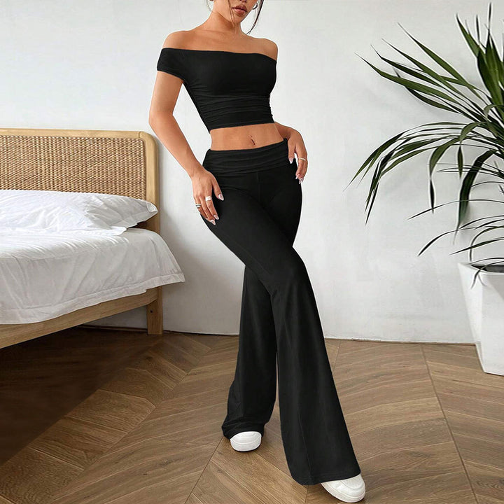 Kvinnor casual crop top och hög midja byxor set Mirla-Eva Jonsson