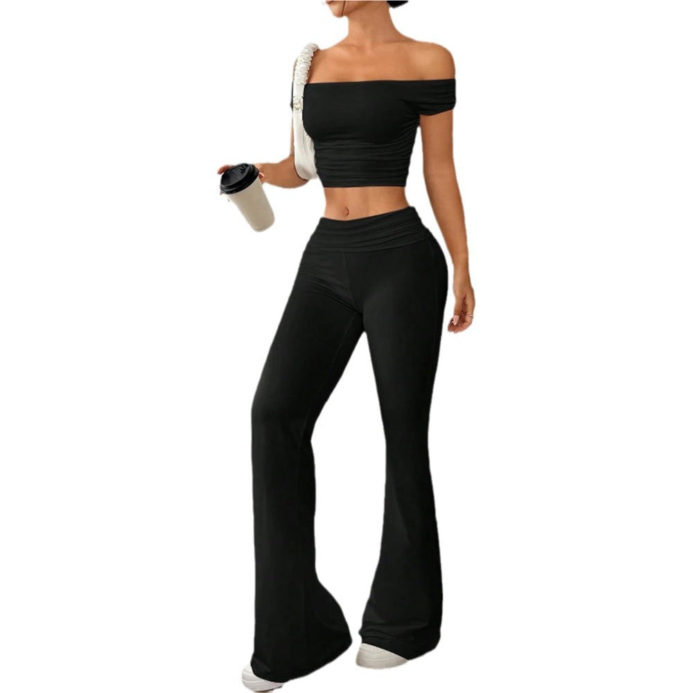 Kvinnor casual crop top och hög midja byxor set Mirla-Eva Jonsson