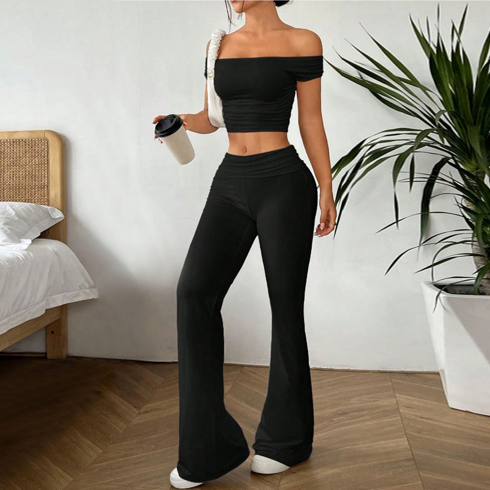 Kvinnor casual crop top och hög midja byxor set Mirla-Eva Jonsson
