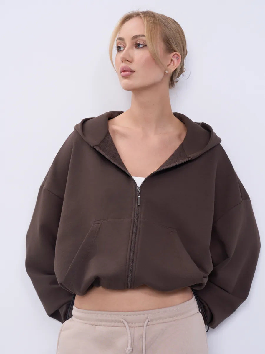 Kvinnor casual cropped hoodie med voluminösa ärmar Mirla-Eva Jonsson