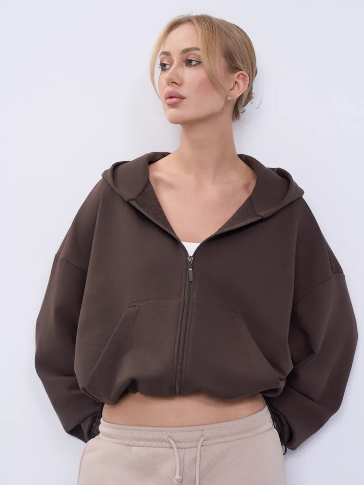 Kvinnor casual cropped hoodie med voluminösa ärmar Mirla-Eva Jonsson