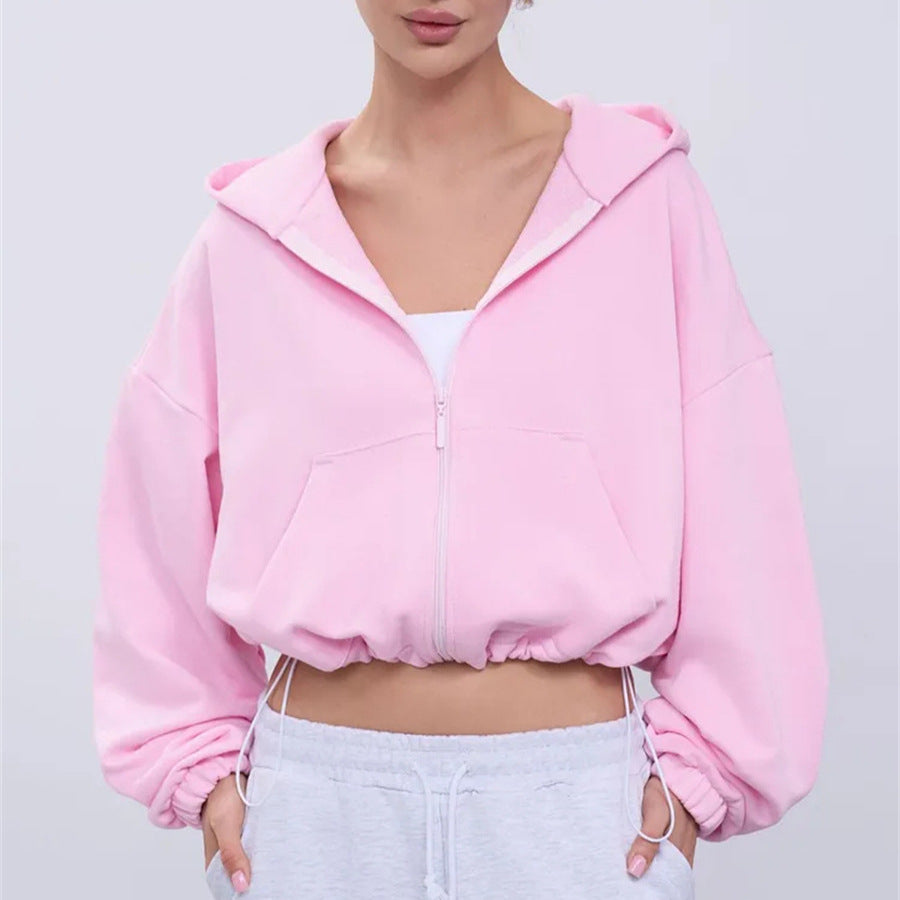 Kvinnor casual cropped hoodie med voluminösa ärmar Mirla-Eva Jonsson