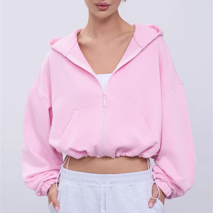 Kvinnor casual cropped hoodie med voluminösa ärmar Mirla-Eva Jonsson