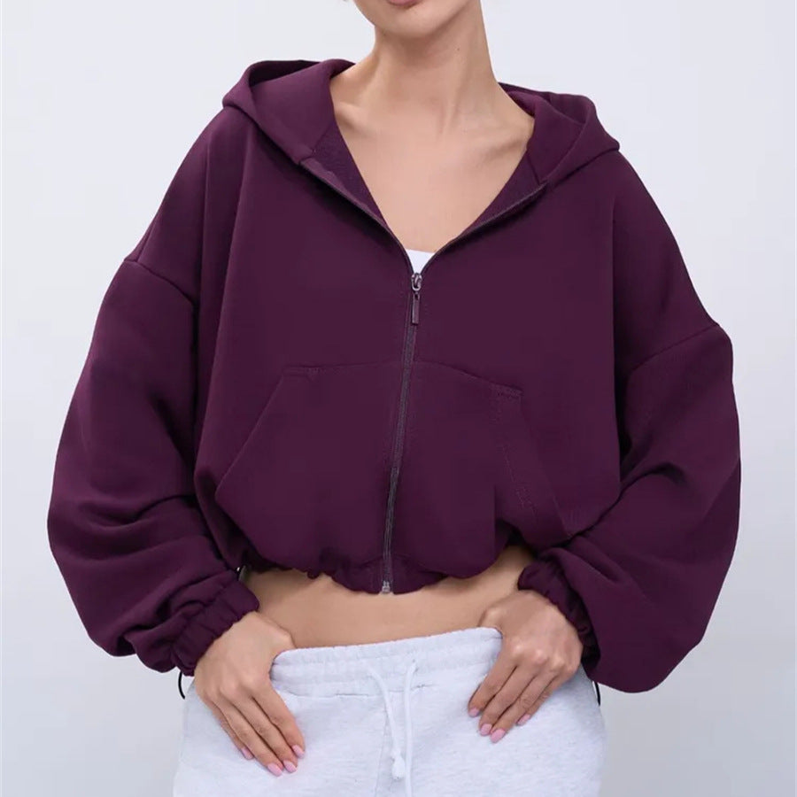 Kvinnor casual cropped hoodie med voluminösa ärmar Mirla-Eva Jonsson