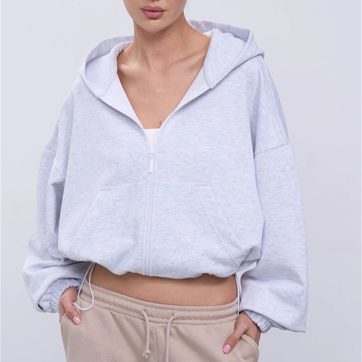 Kvinnor casual cropped hoodie med voluminösa ärmar Mirla-Eva Jonsson