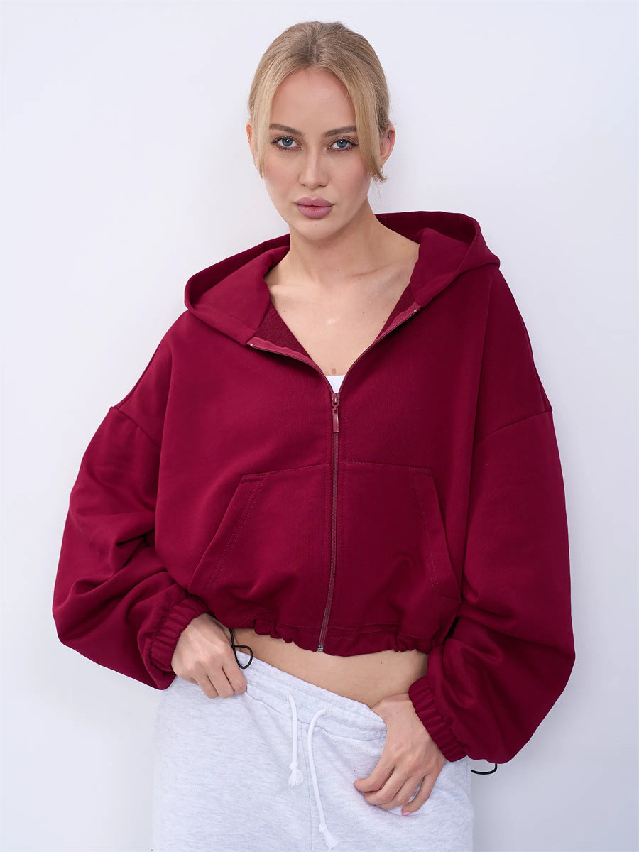 Kvinnor casual cropped hoodie med voluminösa ärmar Mirla-Eva Jonsson