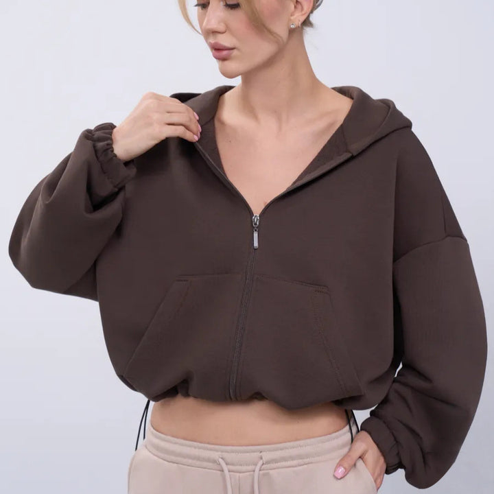 Kvinnor casual cropped hoodie med voluminösa ärmar Mirla-Eva Jonsson