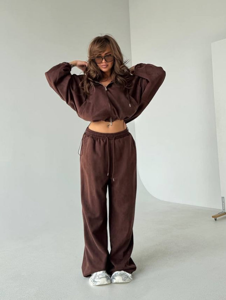 Kvinnor casual fleece pullover och joggingbyxor set Mirla-Eva Jonsson