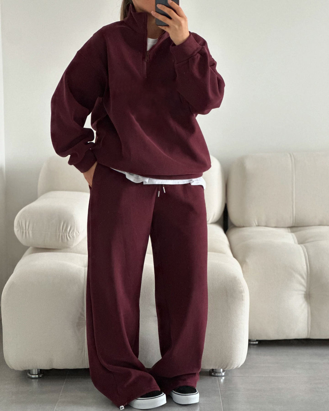 Kvinnor casual fleece topp och bekväm joggingbyxor set Mirla-Eva Jonsson