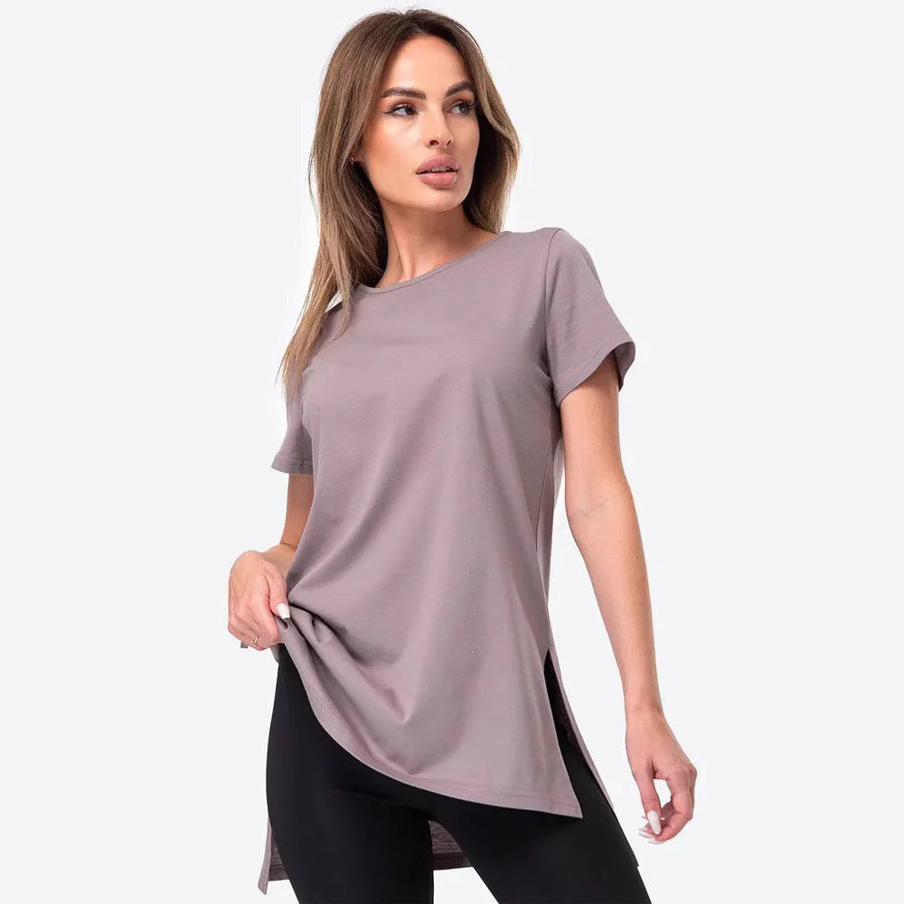 Kvinnor casual longline T-shirt med sidokilar och hög bärkomfort Mirla-Eva Jonsson