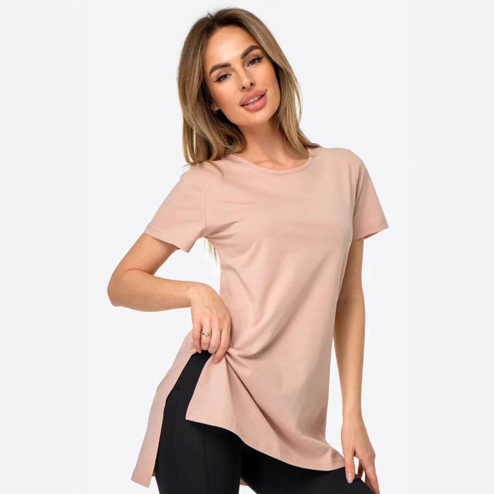 Kvinnor casual longline T-shirt med sidokilar och hög bärkomfort Mirla-Eva Jonsson
