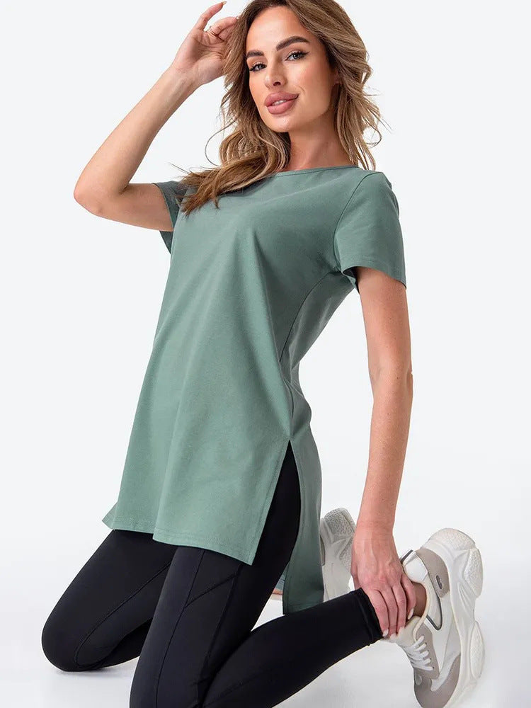 Kvinnor casual longline T-shirt med sidokilar och hög bärkomfort Mirla-Eva Jonsson