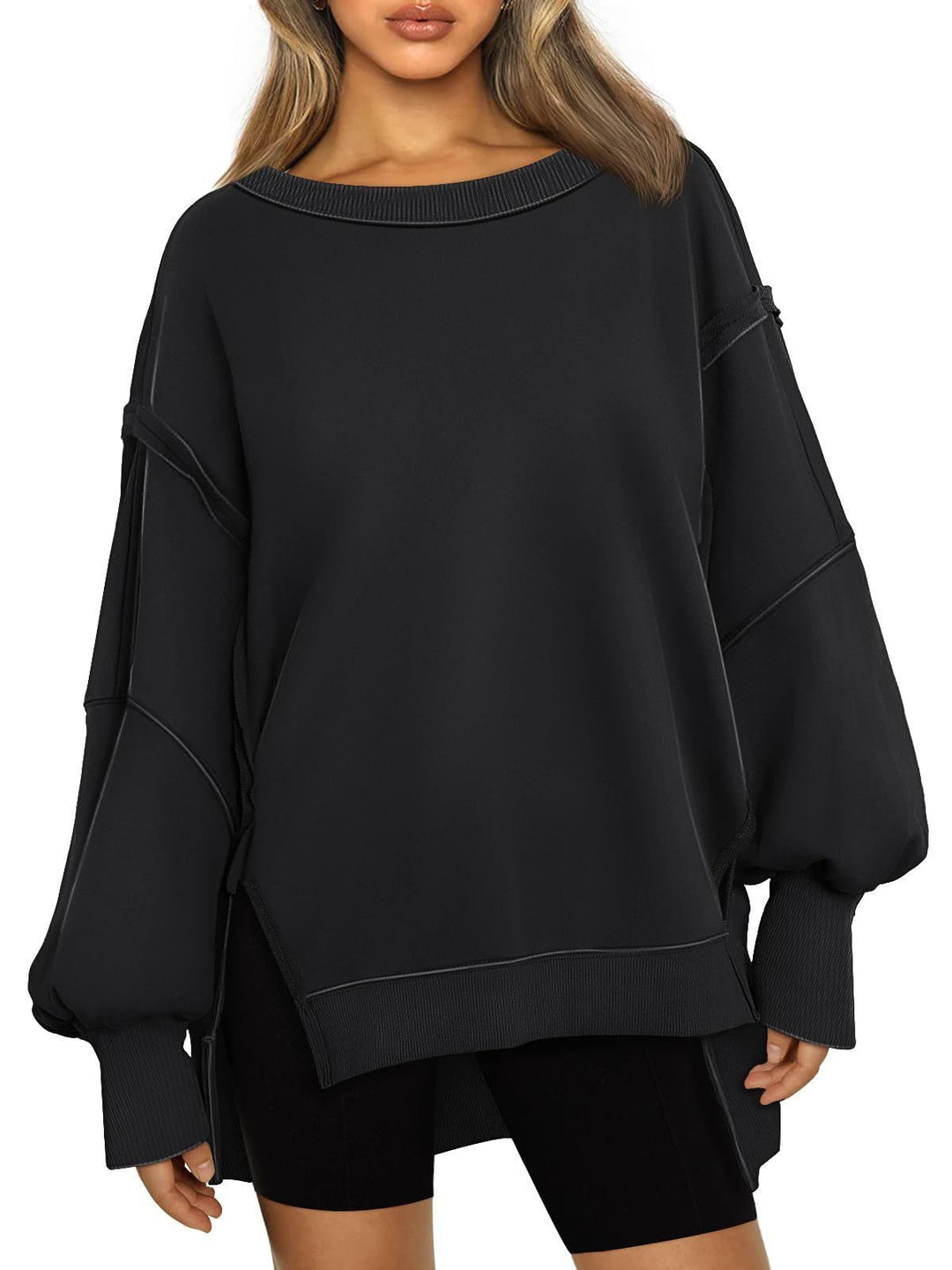 Kvinnor casual oversized tröja med ballongformade ärmar Mirla-Eva Jonsson