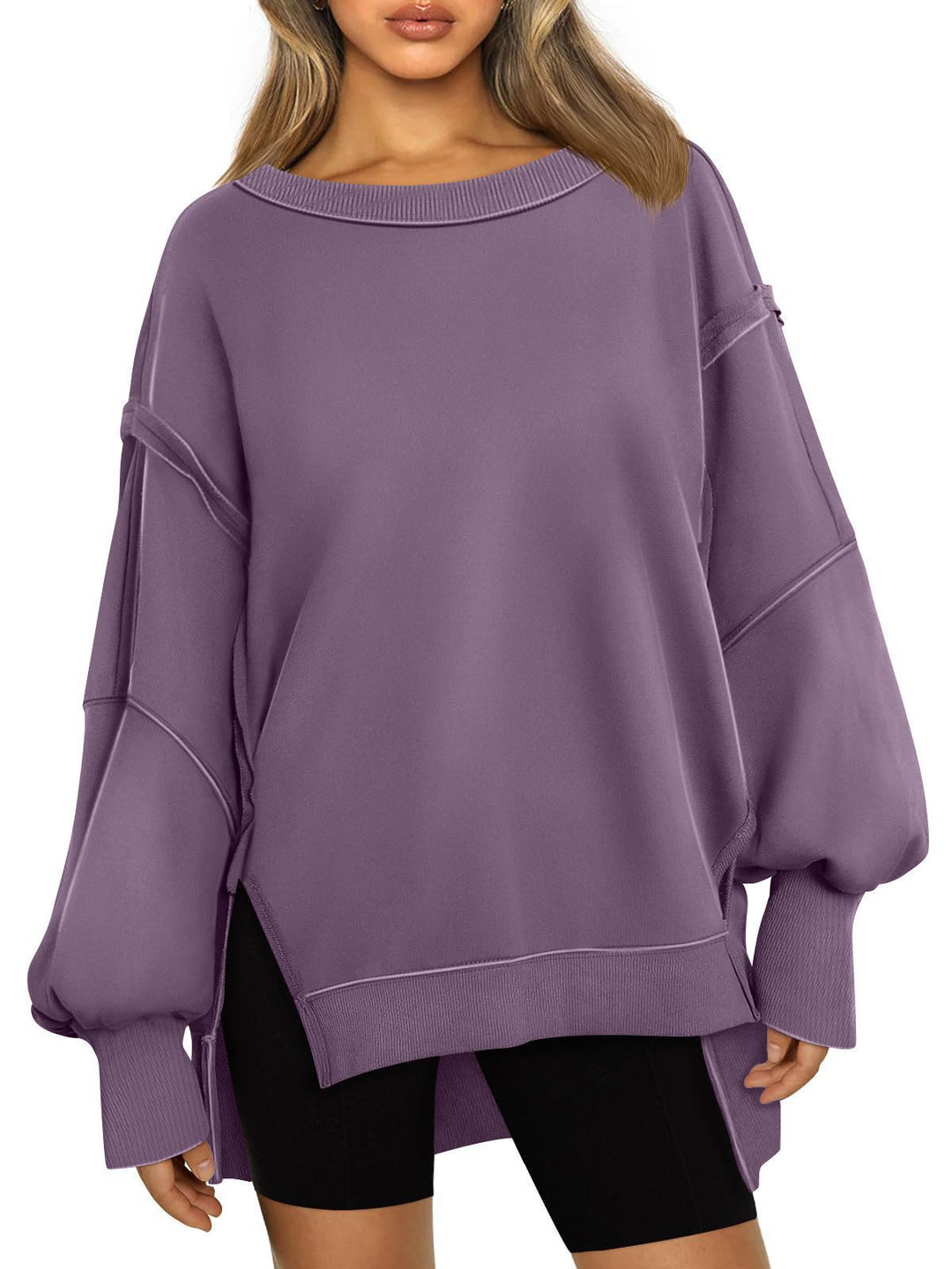 Kvinnor casual oversized tröja med ballongformade ärmar Mirla-Eva Jonsson