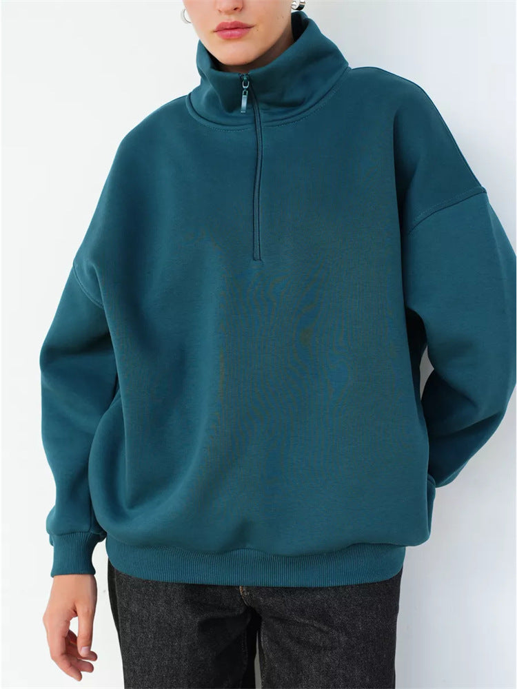 Kvinnor casual oversized zip tröja med hög krage Mirla-Eva Jonsson