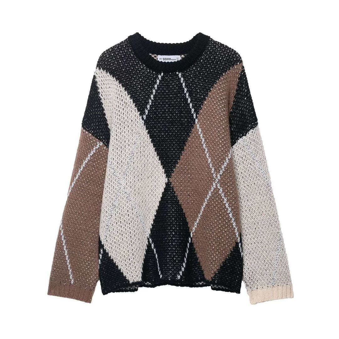Kvinnor casual pullover i modern diamantmönster Mirla-Eva Jonsson