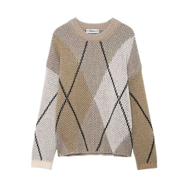 Kvinnor casual pullover i modern diamantmönster Mirla-Eva Jonsson