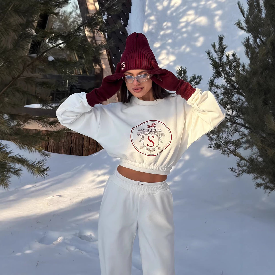 Kvinnor casual sweatshirt med elastisk midja och distinkt logotyp Mirla-Eva Jonsson